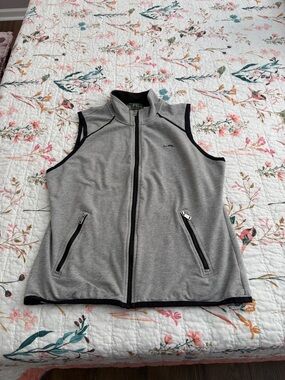 Lauren Ralph Lauren Light Gray and Black Active Zip-Up Vest